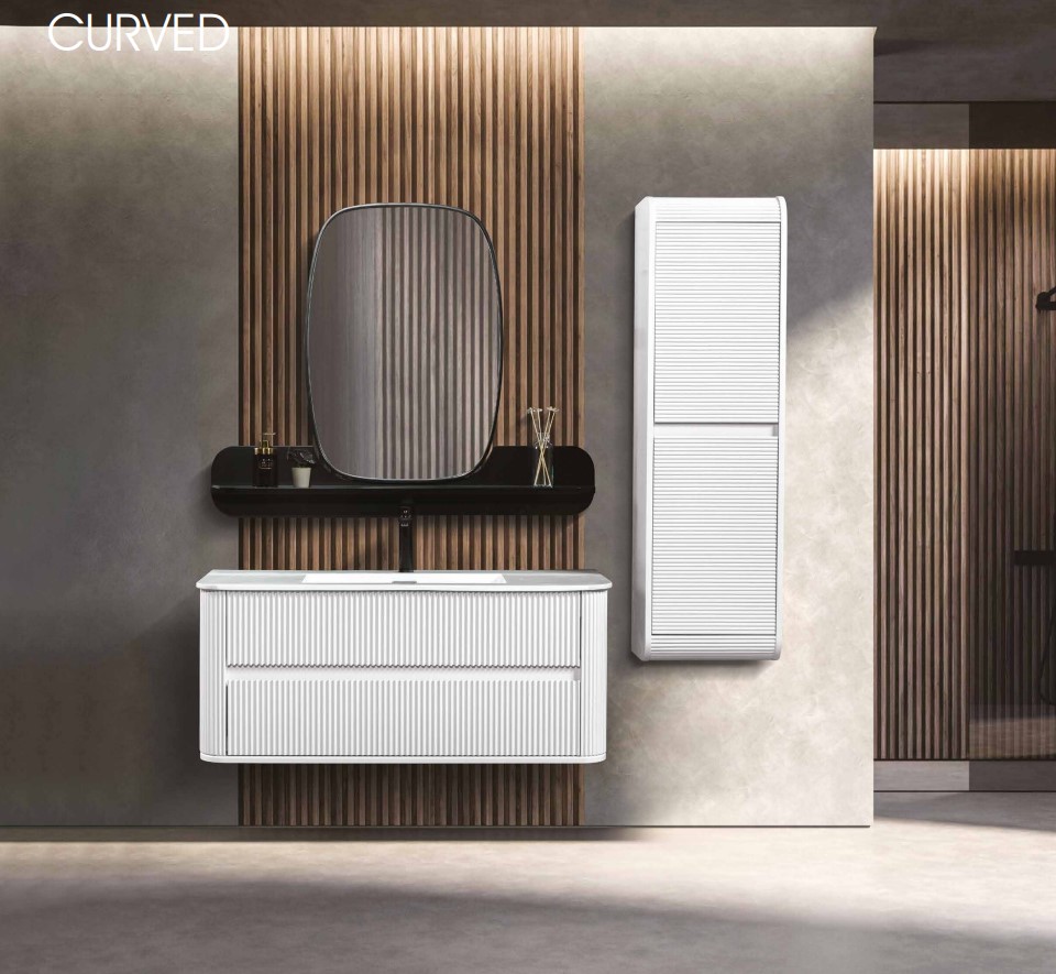 BANYO DOLABI CURVED BEYAZ - BOY DOLABI 